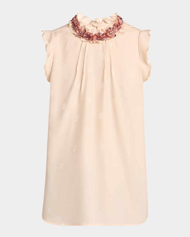 Sleeveless Embellished-Neck Blouse
